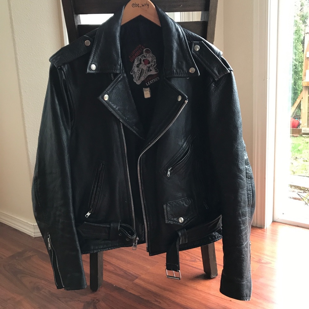 Vintage Black Leather Motorcycle Jacket